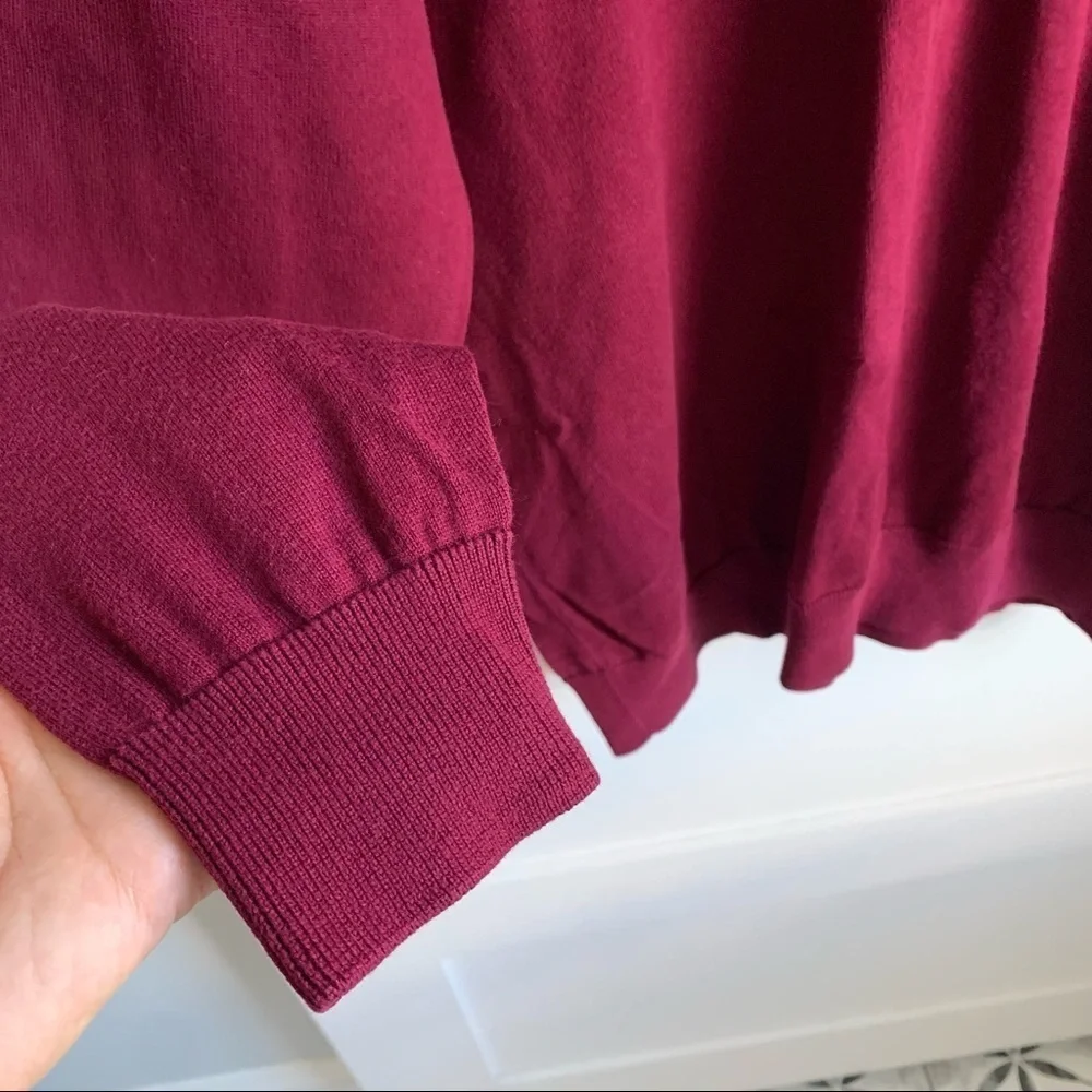 LACOSTE | GUC Maroon V-Neck Sweater Maroon Logo